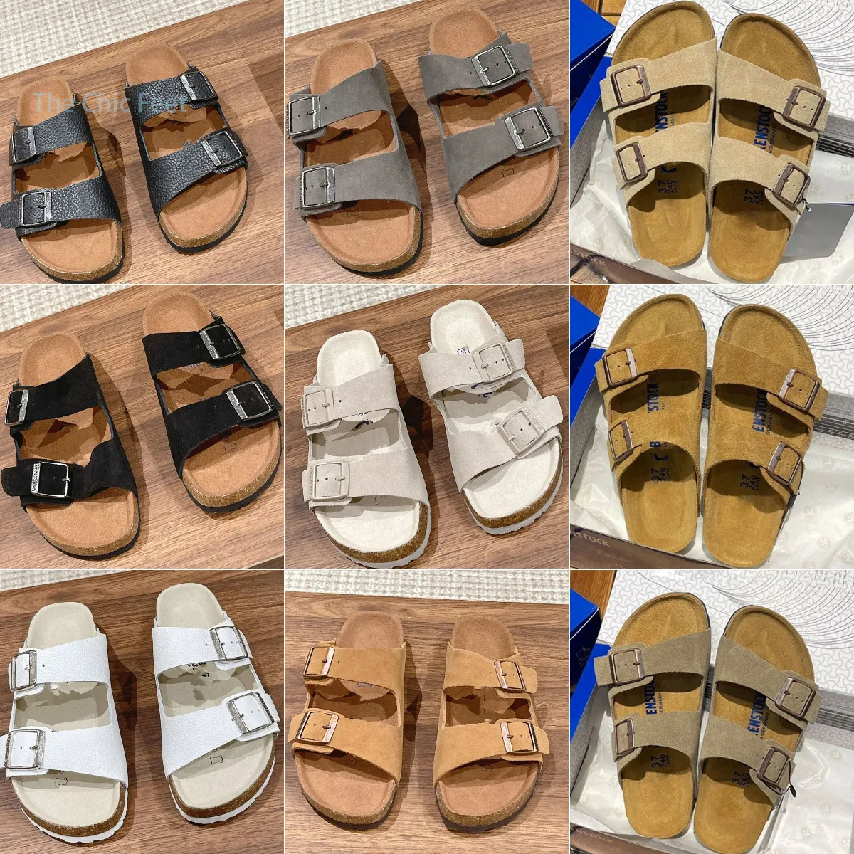 Designer Sandaler Arizona Soft Footbed Sandals Summer Brand Corium Slippers Shoes Classic Beach Casual Womens Men utanför tofflor Storlek 35-45