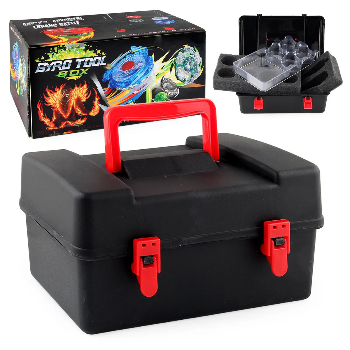 Boîte De Rangement Pour Toupies De Combat - Avec Poignée Et Serrure - Dimensions 22x12x11 Cm - Organisateur Portable