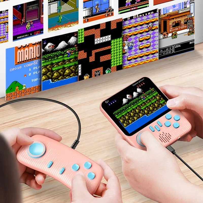 Mini console de jeu Protable Macaron G7 portable écran 3,5 pouces 1 cm ultra-mince rétro Bulit-666-in Classic TV jeux vidéo joueurs pour famille Gaming enfants cadeau