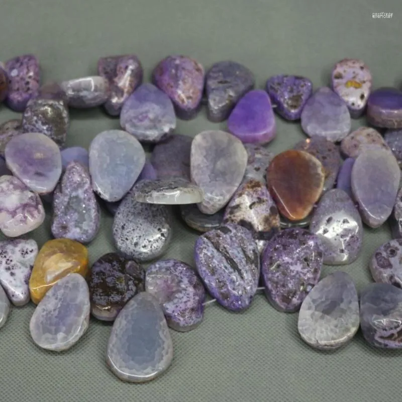 Chaînes 15.5inch / Full Strand Purple Druzy Gems Collier en pierre Trouver 2023 Slab Slice Raw Connector Beads Pendentif Polished-