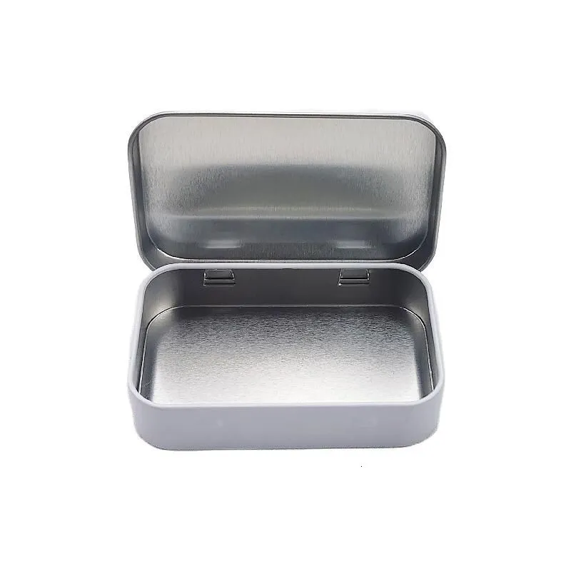 Torby do przechowywania Rozmiar 956021 mm Małe prostokątne blaszane pudełko z podwójną białą kolorową powłoką Mint Candy Metal Packing 230625