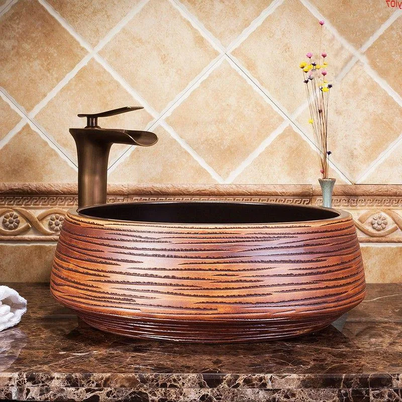 Archaistic Retro Style Ceramic Wash Basin Home Decorhigh Quatity Veqwx