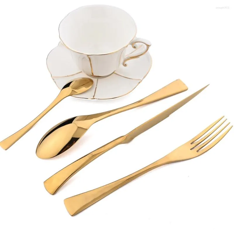 Servies Sets 24 stks Goud Bestek Set Steak Mes Vork Lepel Roestvrijstalen Bestek Keuken Diner