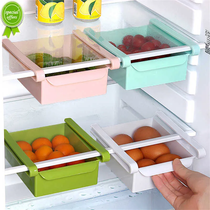 New Kitchen Organizer Slide Frigo Storage Box Rack salvaspazio frigorifero domestico congelatore ripiano estraibile cassetto organizzazione