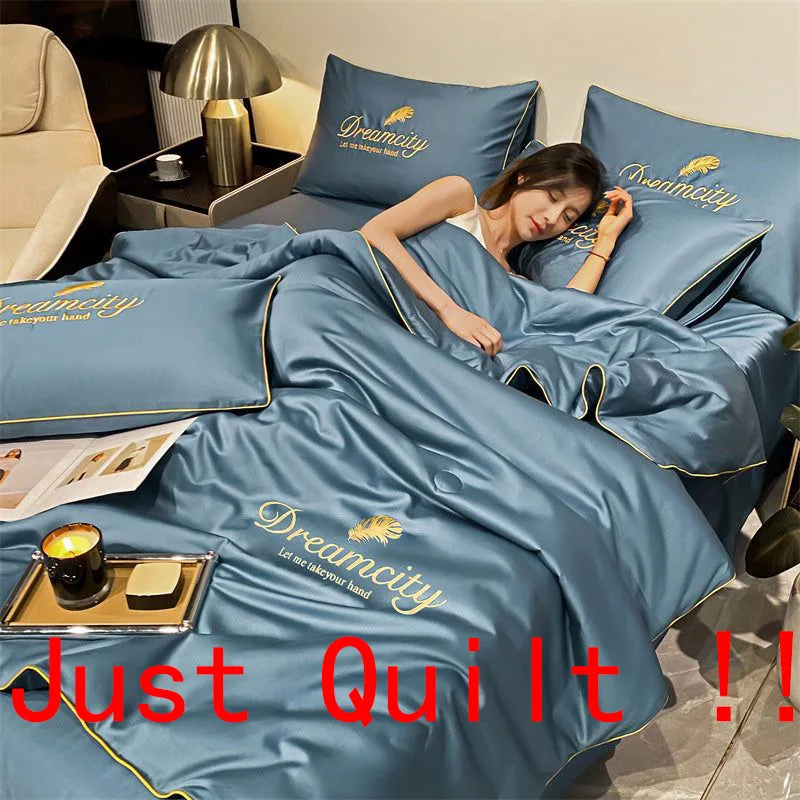 Bedding Sets Luxury Embroidery Summer Simple Cool Ice Silk Quilt