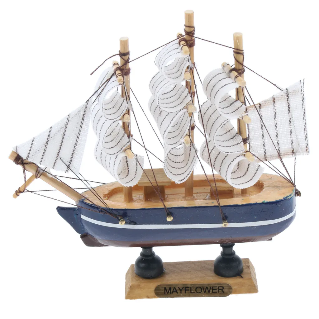 Nautical Sailor Ship Model Boat Wooden Sailing Boat Home Office Decor 14cm