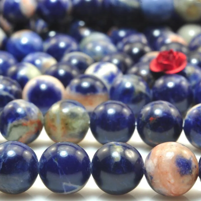 Lösa ädelstenar naturliga orange blå sodalit slät runda pärlor grossist ädelsten semi ädelsten armband diy smycken gör design