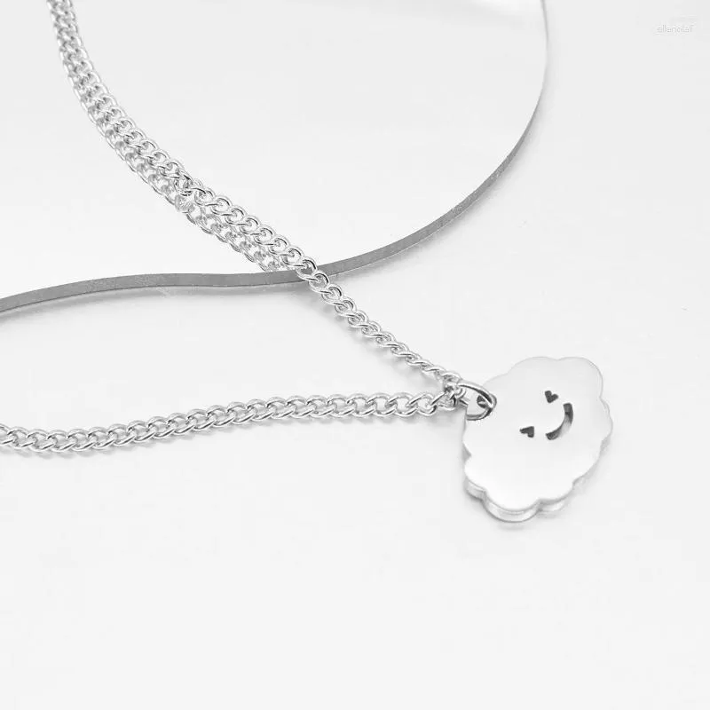 Pendentif Colliers Nuage Clavicule Collier Pour Femmes Kawaii Femme Conception Titane Acier Argent Couleur Doux Accesorios