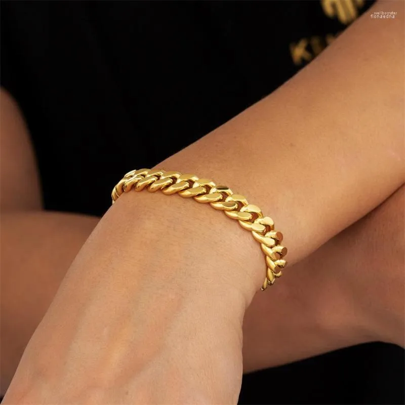 Link Armbänder 8/10mm Hip Hop Miami Kubanisches Armband 316l Edelstahl Pvd 18k vergoldet Wasserdicht Individuelles Logo für Männer