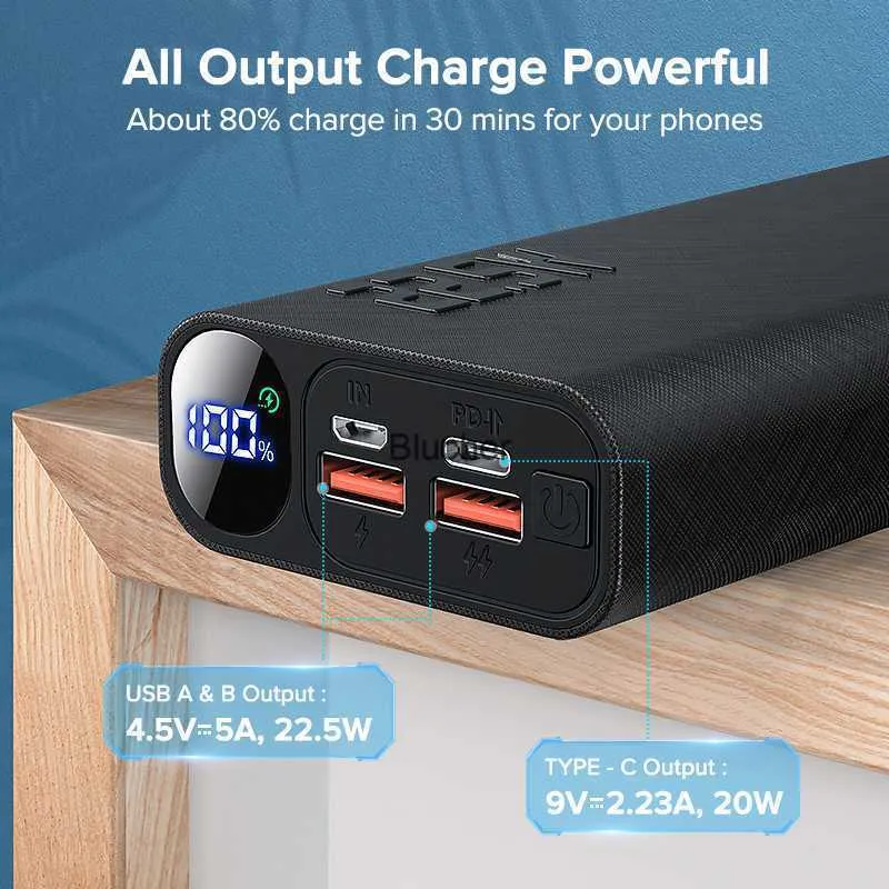 Comprar Banco de energía QOOVI, batería externa de gran capacidad PD 22,5  W, cargador portátil de carga rápida, banco de energía para iPhone Xiaomi
