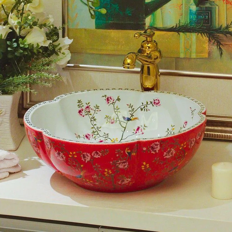 Red wash basin outlet