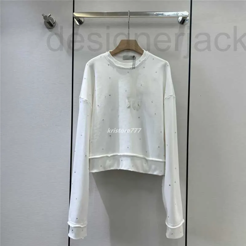 Camisolas femininas de grife de algodão blusas femininas pulôveres roupas com letras bordadas tecido tecnológico superdimensionado de alta qualidade com miçangas de marcas de luxo camisetas 7R3O