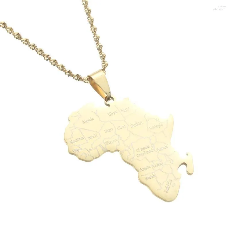 Catene Mappa africana Pendenti Collane Per uomo Ragazza Donna Gioielli patriottici color oro