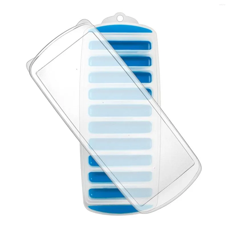 Baking Moulds Bottom Silicone Kitchen Tool Whiskey Safe Ice Stick Tray Cocktail No Spill Jugs Sports Drinks Long Removable Lid Blue Reusable