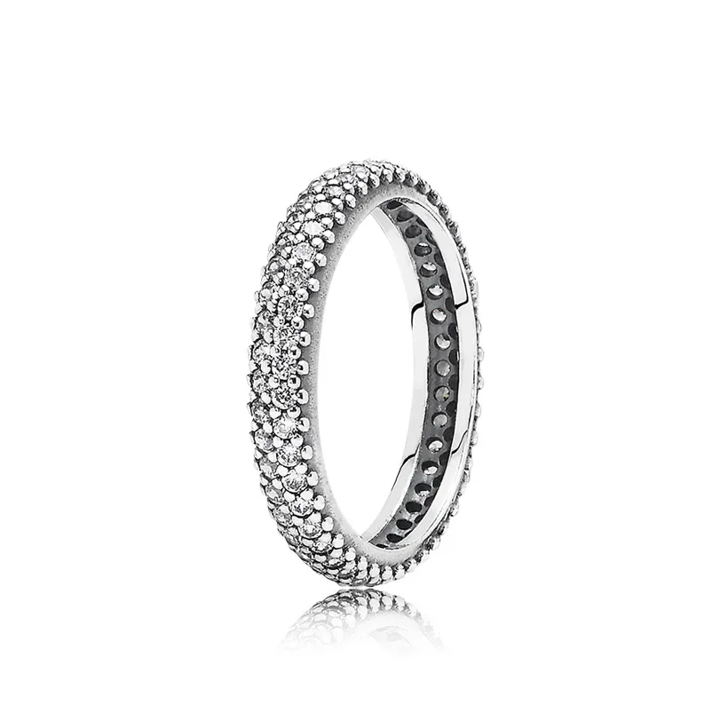 Элегантное кольцо Pave Band для Pandora Real 925 Sterling Silver Wedding Party Rings дизайнерские украшения для женщин Подарок подруги Роскошное кольцо Love с оригинальным набором коробок