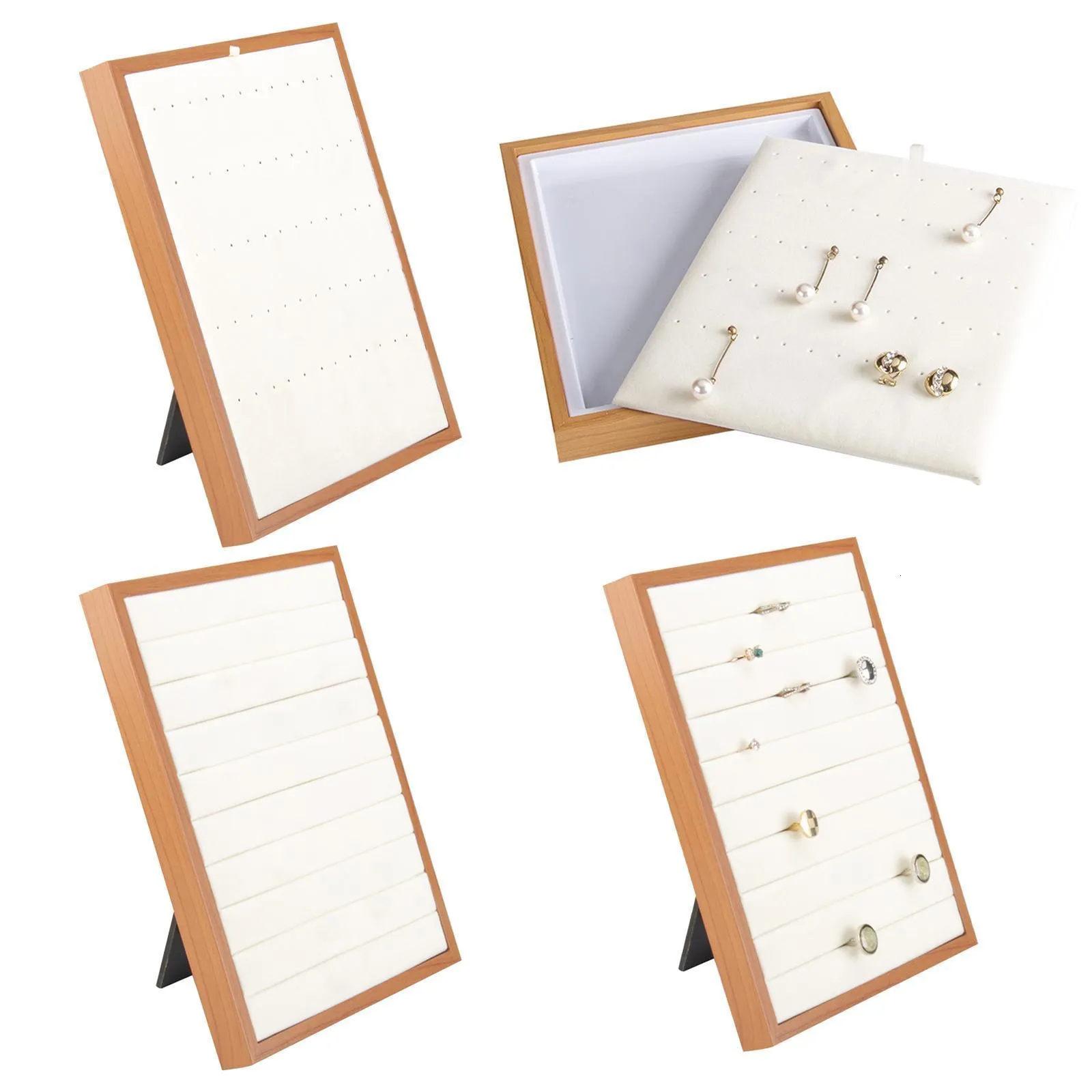 Wooden Jewelry Display Boards Showing Rack Freestanding Display Holder Storage Jewelry Tray for Counter Shop Showroom