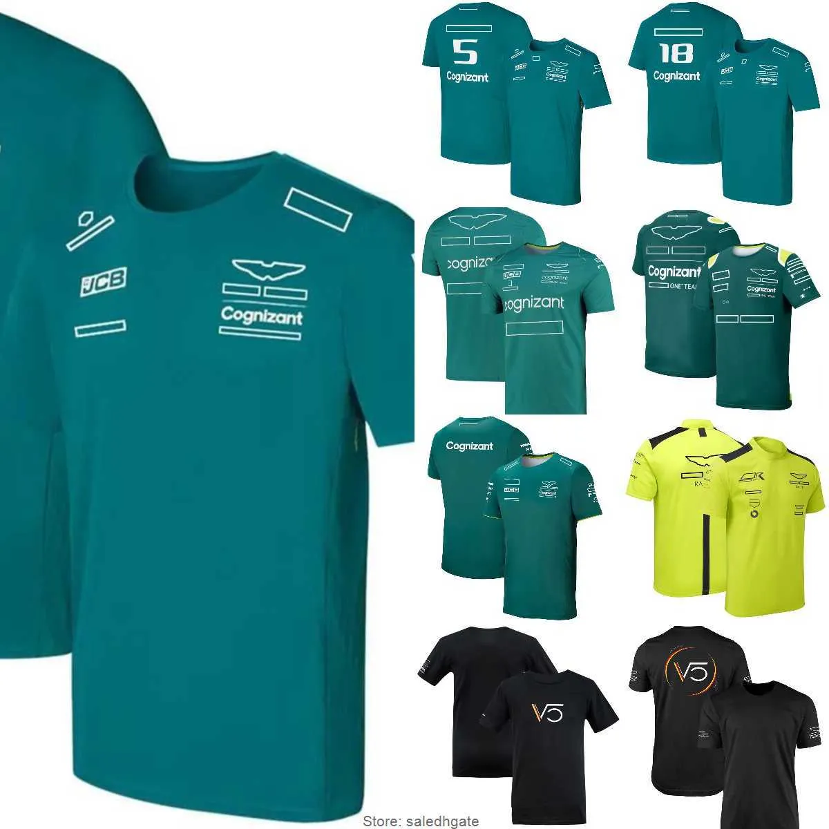 F1 Aston Team T-shirt Formuła 1 Racing Suit krótkie rękawowe koszulki Letni kierowca zielony Szybki suchy koszulka Męska Modna koszulka