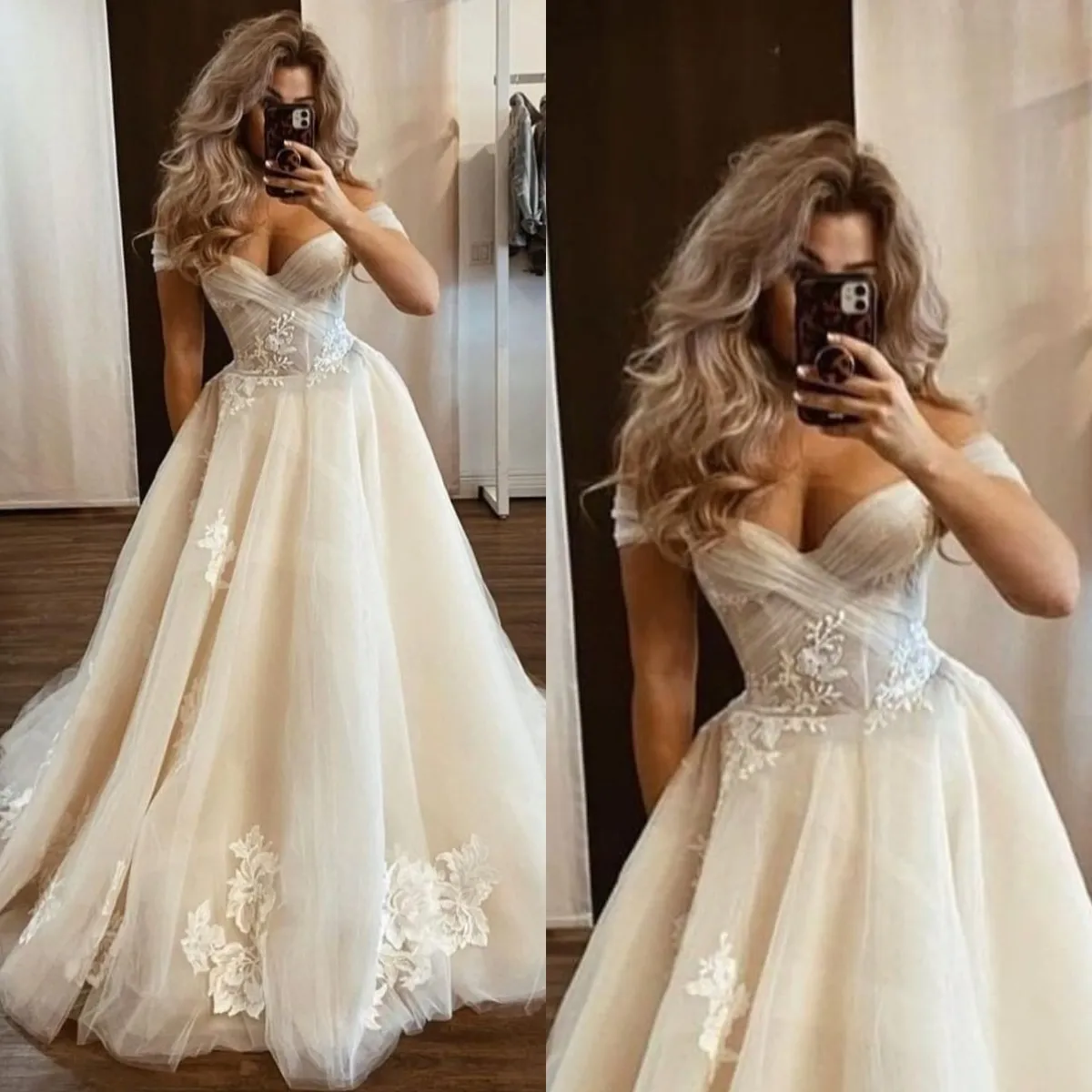 Abito da sposa Berta A Line per la sposa Abiti da sposa in tulle con spalle scoperte abiti da sposa Abiti da sposa firmati con applicazioni