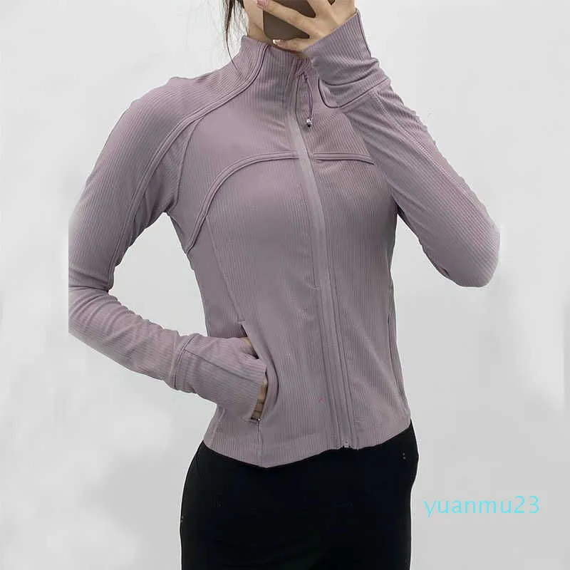 Longo lu yoga manga outfits recortado jaqueta esportiva LU-38 feminino zip fiess inverno quente ginásio superior activewear correndo casacos roupas de treino mulher