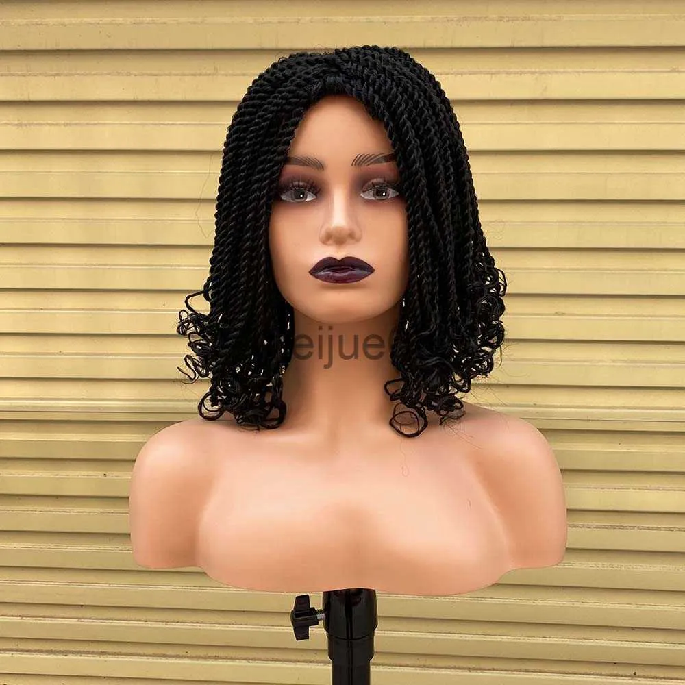 Black Afro Crochet Braid Styles Curly Bob Wig Heat Safe Fiber Wigs  High-quality