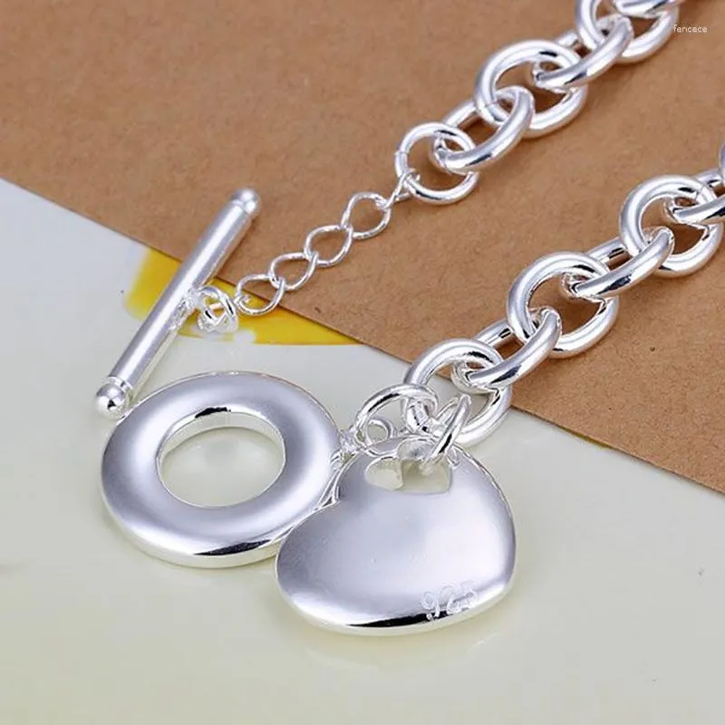 Link Bracelets Special Offer 925 Color Silver Romantic Heart Pendant Bracelet For Women Wedding Party Christmas Gift Fashion Jewelry