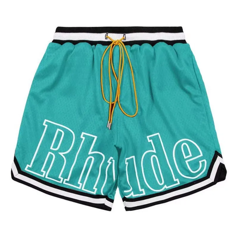 Designer Shorts Rhude Shorts Heren Mens Mesh Korte Summer Fashion Beach Elastische bandbroek Mannen Hoogwaardige straatkleding Roodblauw Zwart paarse broek