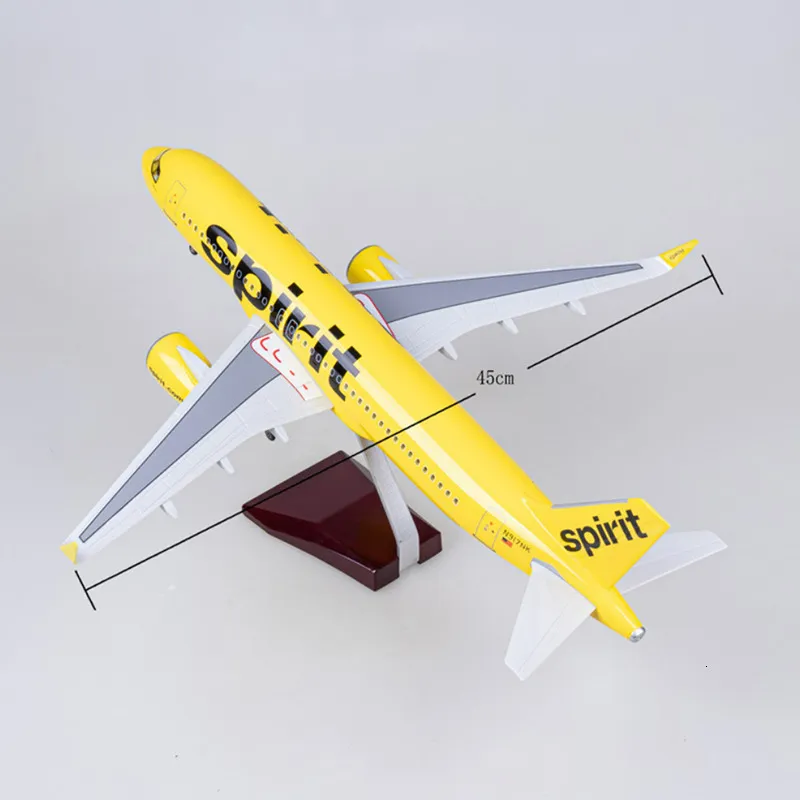 Diecast Model 47CM A320NEO Spirit Airlines Airplane Toy With