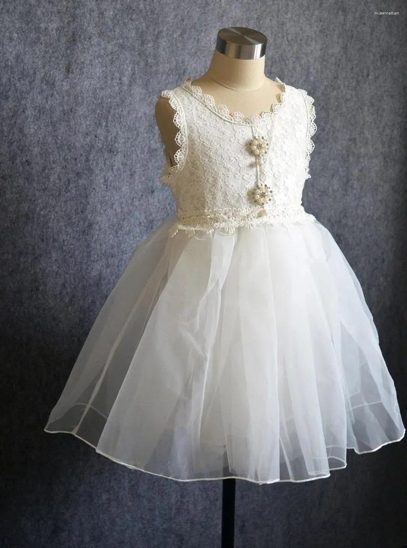 Dziewczyna sukienki hetiso biała koronkowa perłowa tiulowa sukienka księżniczka tutu dla dzieci na imprezę 2-6 lat