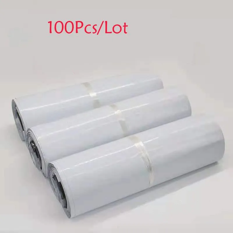 Buste 100pcs/lotto sacchetti bianchi espressi sacchetti di involucro polio impermeabile sacche di guarnizione autheeal sacca per corriere in plastica