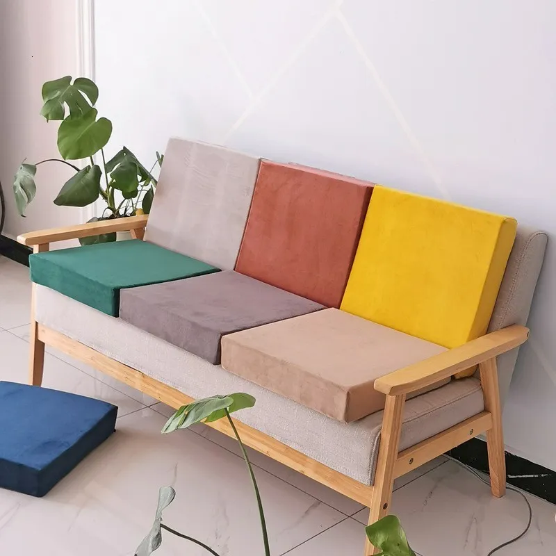 Kudde Dekorativ kudde 35D Hard High Density Sponge Sofa Cushion Throw Pillows avtagbar och tvättbar fönstermatta fast färg Tatami -stol 230626