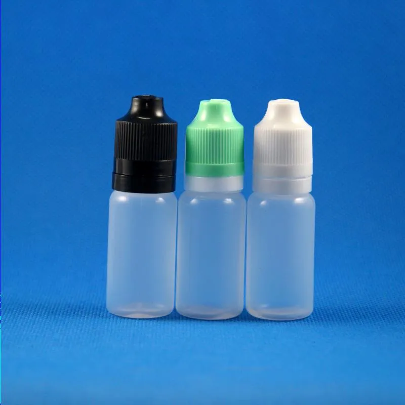 100 conjuntos/lote 15ml Frascos conta-gotas de plástico Tamper Evident Child Tampas duplas à prova Longas e finas Pontas de agulha e Vapor Cig Liquid 15 mL Vilse