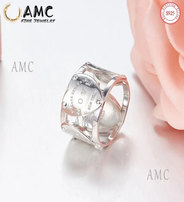 Amc coppia matrimonio classico anello largo da uomo in argento sterling S925 anelli da donna all'ingrosso Productos De Alta Calidad7751467