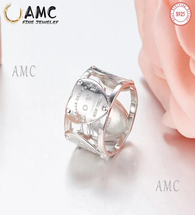 Amc Casal Casamento Clássico Anel Largo Prata Esterlina Masculino S925 Anéis Femininos Atacado Productos De Alta Calidad7751467