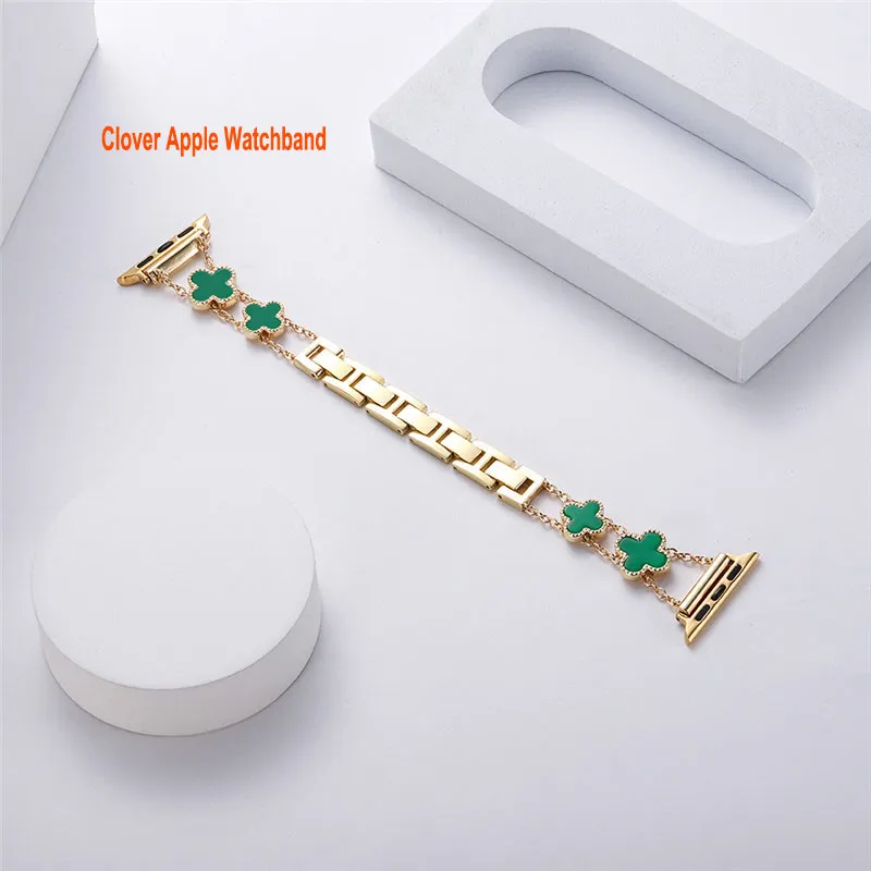 Four Leaf Clover Band for Apple Watch Band 49mm 45mm 44mm 42mm 41mm 40mm Women Easy Adjustable Bracelet Shiny Diamond Metal Strap for iWatch Series 8 7 6 5 4 3 2 1 SE Ultra