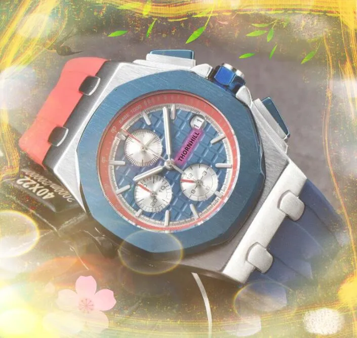 Orologi da uomo con elastico colorato Uno due tre occhi Orologio di design Movimento al quarzo automatico Impermeabile Ora Data automatica Orologio da polso maschile all'ingrosso