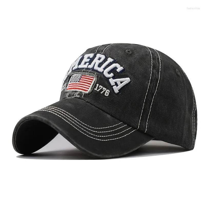 Bonnets brodés AMERICA Flag Washed Baseball Cap