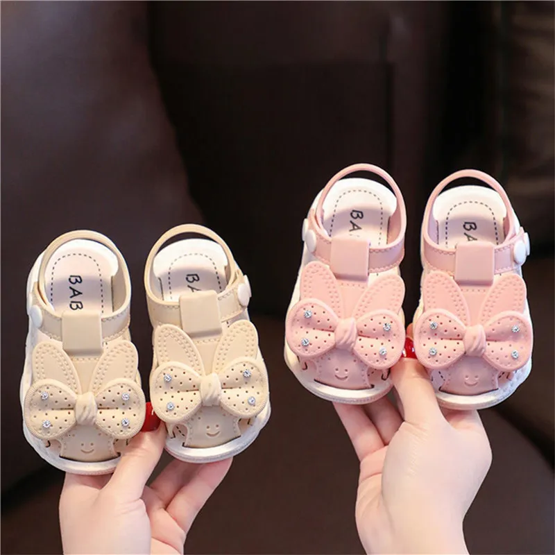 Sandals Inner Length 10512cm Toddler Girl Summer Bowknot Pvc Antislip Soft Sole Crib Prewalker for Kids Girls 230626