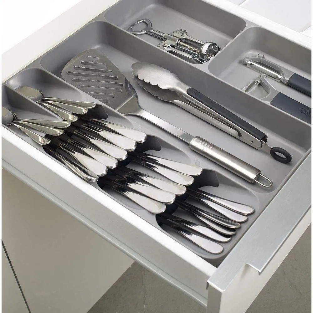 Vassoio Portautensili Espandibile Per Cassetto, Organizer Regolabile Per Cassetti Da Cucina Contenitore Compatto In Plastica Per Riporre Gli Utensili Bianco 87924401