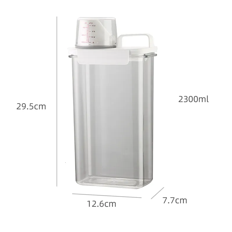 Scatola Porta Detersivo Ermetica 2500ml | Contenitore Trasparente Con Dosatore, Ideale Anche Per Pasta E Cereali