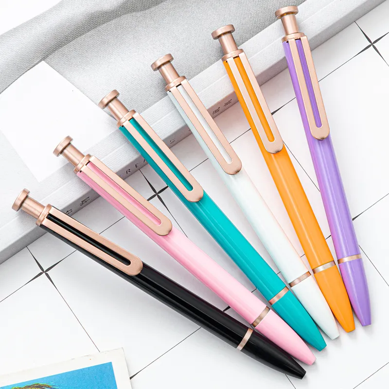 Metal Press Ballpoints Student Writing Ballpoint Pen Business Signatures Ball Pen Office School Supplies Festival Gift Gel Pens TH0376