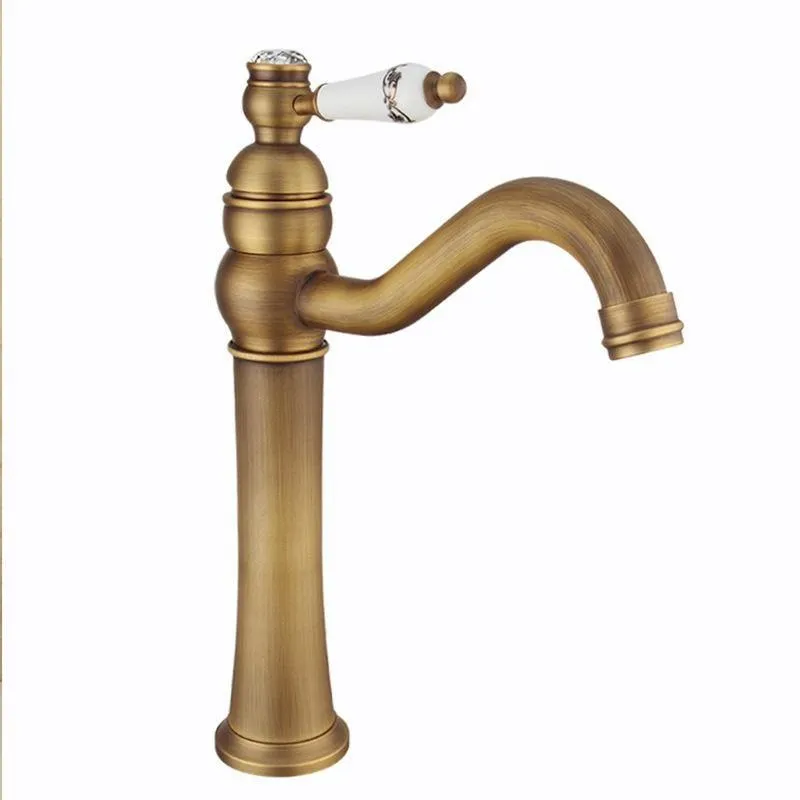 Miscelatore per acqua calda e fredda Rubinetto per lavabo Rubinetto per lavabo in rame antico stile europeo Rubinetti per lavabo da cucina Nqunp