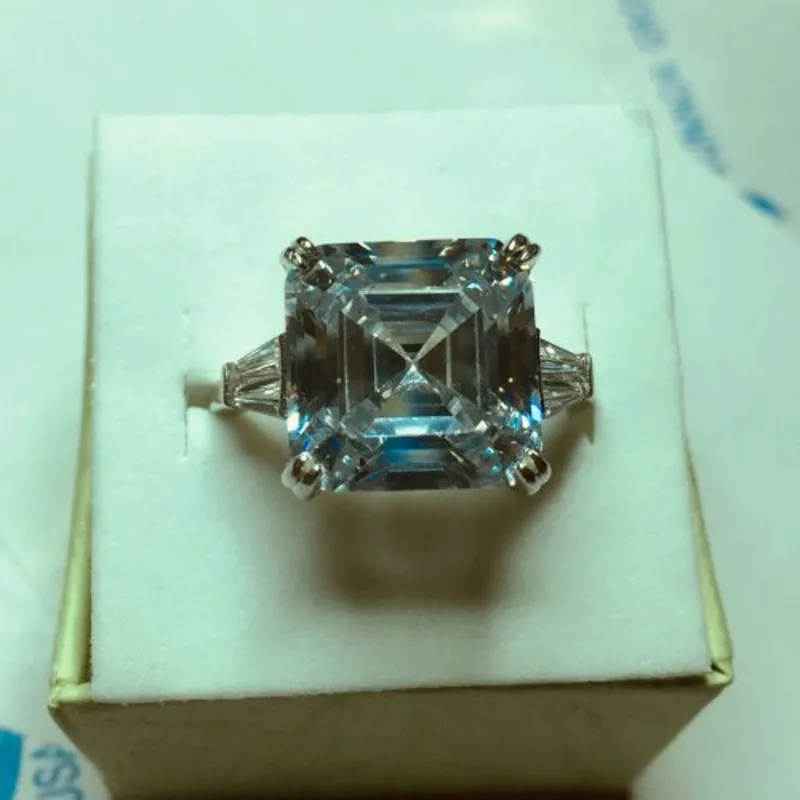 Кольцо Lady Promise, серебро, огранка Asscher, 6 карат, AAAAA cz, обручальное кольцо, обручальные кольца для женщин, свадебные ювелирные украшения