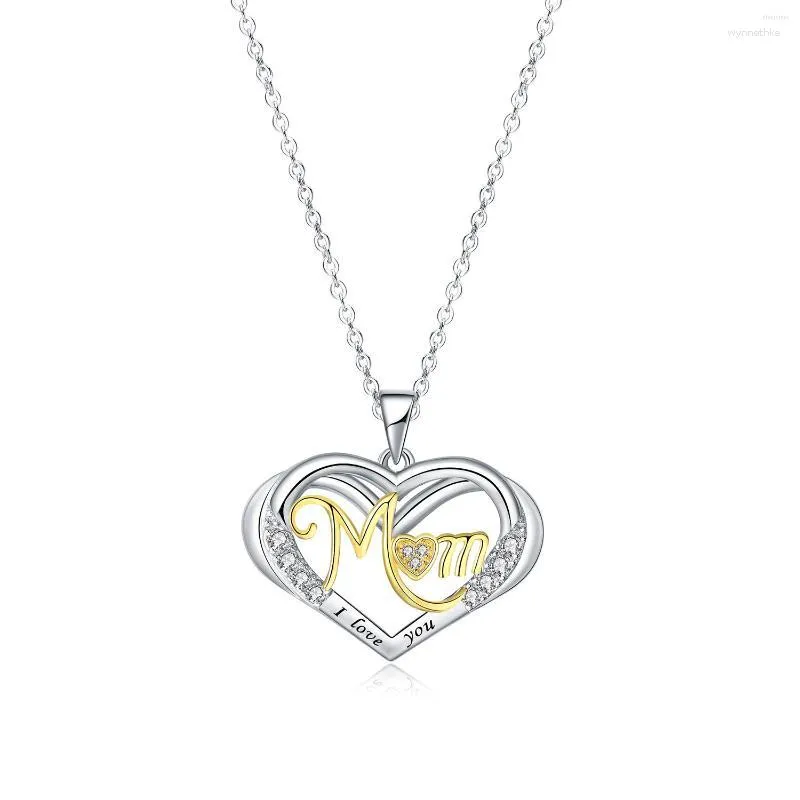 Chains BONISKISS 925 Sterling Silver Ladies Necklace Love Heart Mom Letters Pendent Fine Jewelry Mother'S Day Gift For 2023