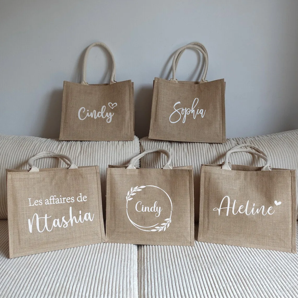 Prezent spersonalizowany burlap z druhną torbę jutą torby na torebki Bachelorette Party Favors Custom Beach z imieniem 230625