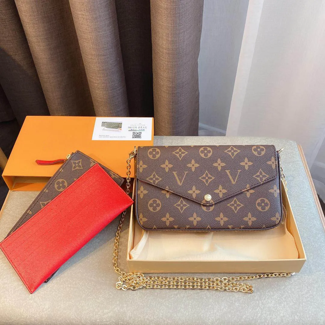 Top 3pcs set Women Shoulder bag Classic Luxury designer handbag Pochette Felicie Bag Genuine Leather Handbags Clutch Tote Messenger Shopping Purse with box