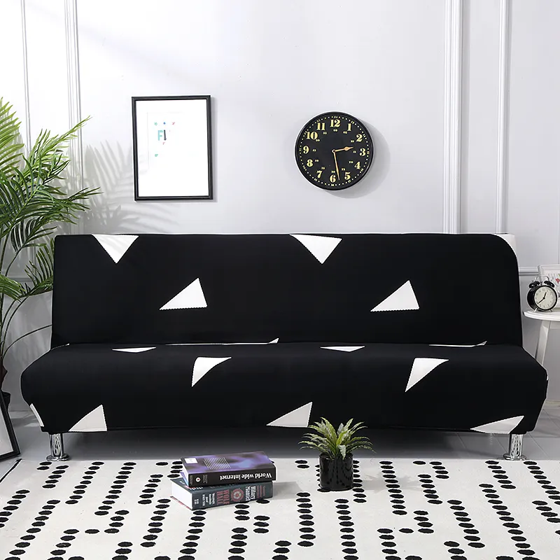 Pokrywa krzesła czarna geometryczna składana sofa pokrywa łóżka spandex elastyczne podwójne fotele dla druku w salonie 230625