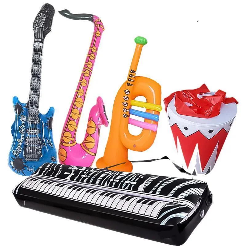 6-Piece Inflatable Musical Instrument Set - Blow Up Banjo, Trumpet & Horn For Parties & Kids