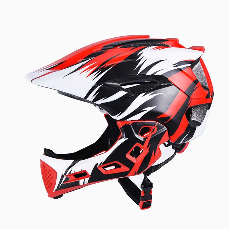 Cycling Helmets Children Kids Red Full Face Off-road Bicyc Helmet Balance car Sports Safety protection bike Helmet MTB Downhill Scooter helmet HKD230626