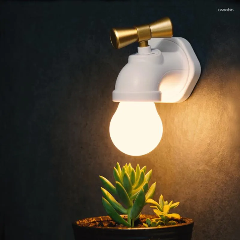 Wall Lamps Vintage Retro Style USB Rechargeable Smart Voice Control Faucet Tap Lamp LED Night Light For Bedside Hallway