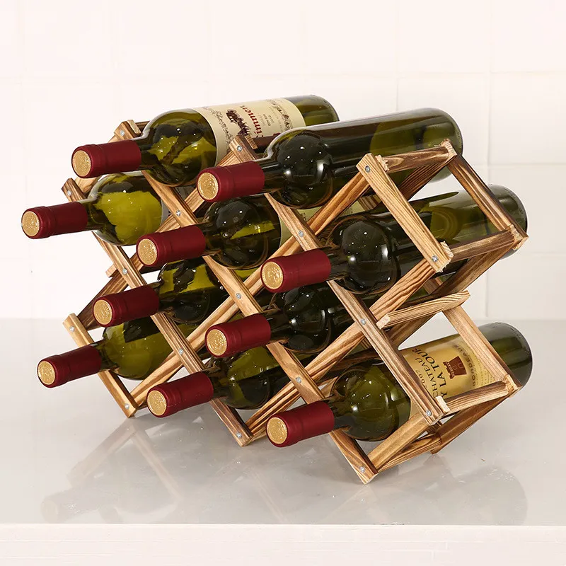 Casiers à vin de table Casier à vin en bois pliant Haute endurance Vin rouge Vins Rack Stockage Vins Bouteilles Organisateurs Armoire de rangement Étagères à vin en bois 230625